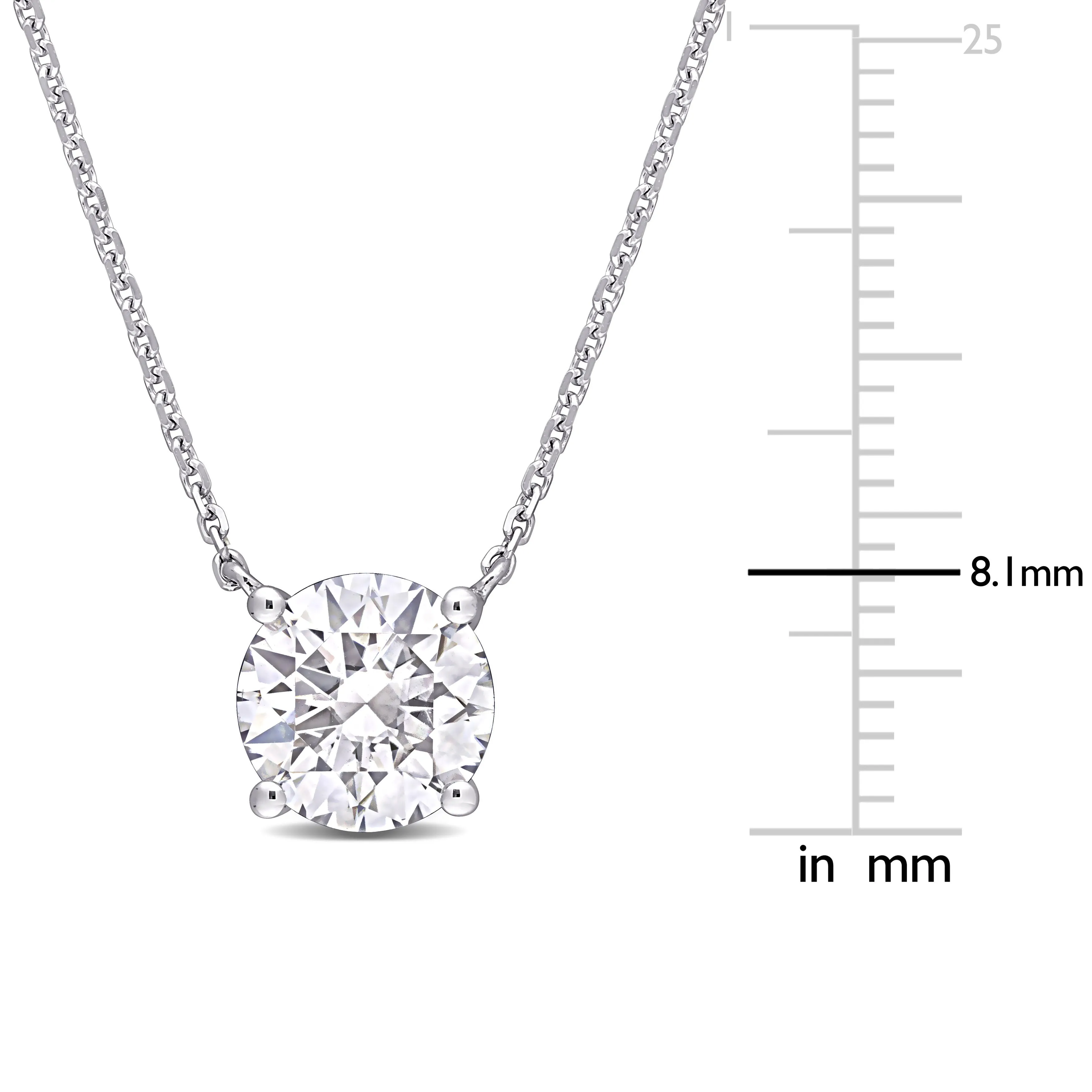 1 4/5 CT TGW Created Moissanite Solitaire Pendant With Chain in 14k White Gold