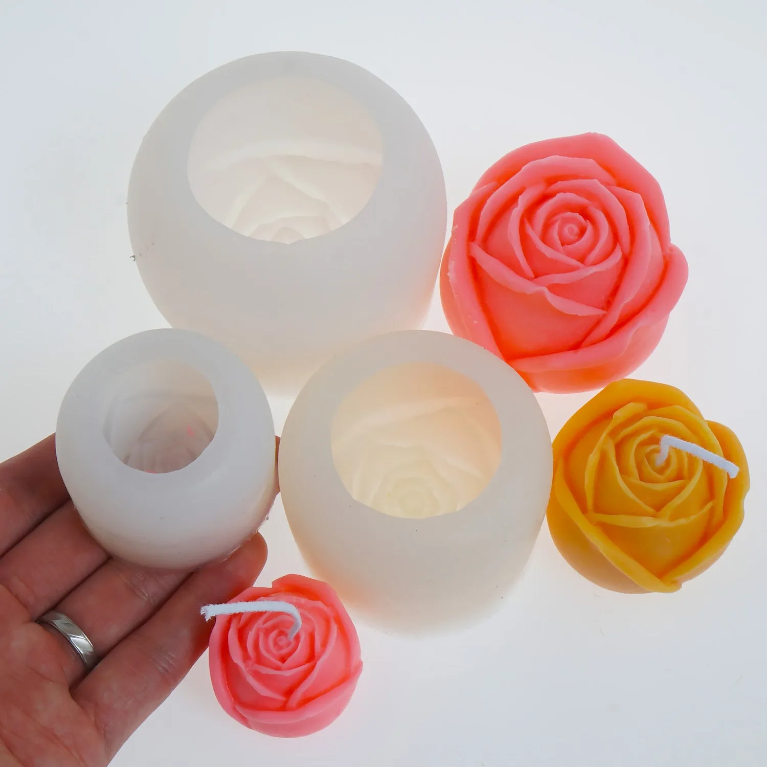 1 PCS Silicone Rose Mold Flower Candle Mold/ Soap Mold/ Cake Decoration Mold 3 Sizes to choose 103679