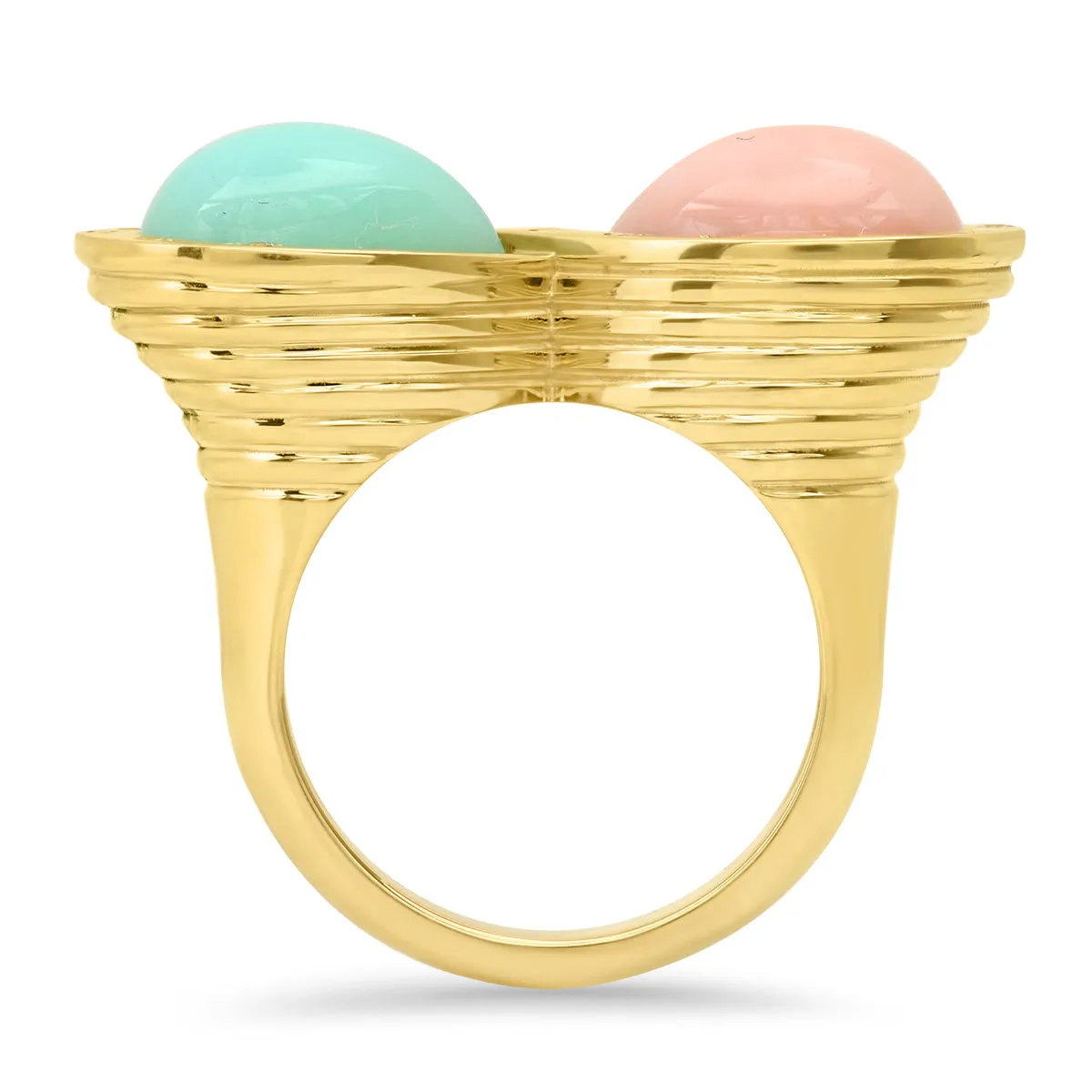 14K YG Pink Opal and Chrysoprase Diamond Infinity Ring