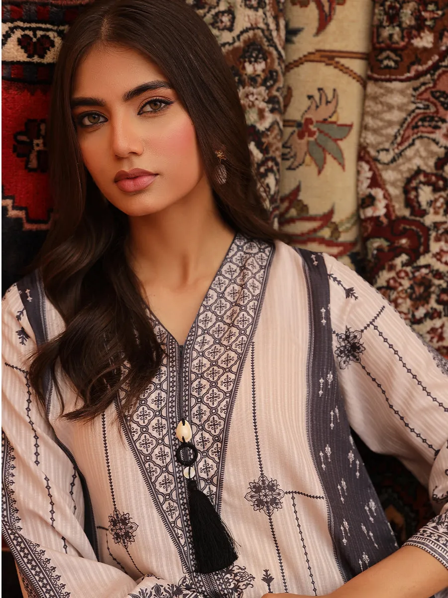 1pc - Stitched Basic Printed Lawn Silk Shirt