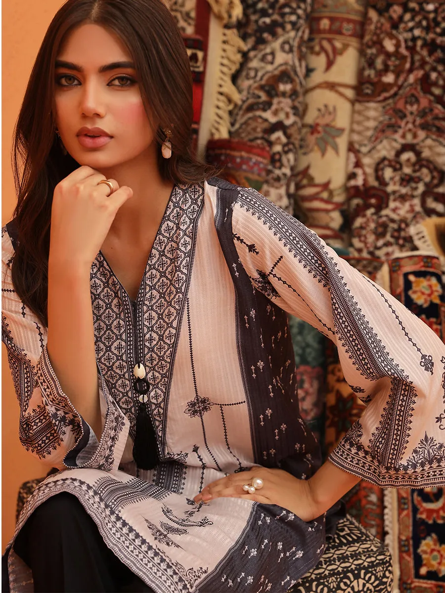 1pc - Stitched Basic Printed Lawn Silk Shirt