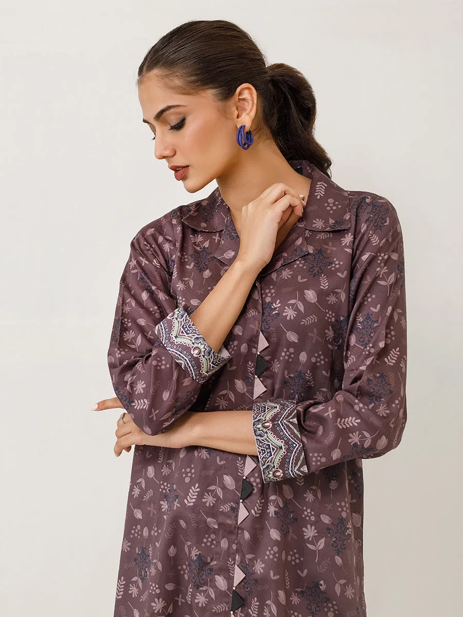 1pc - Stitched Printed Cotton Silk Shirt