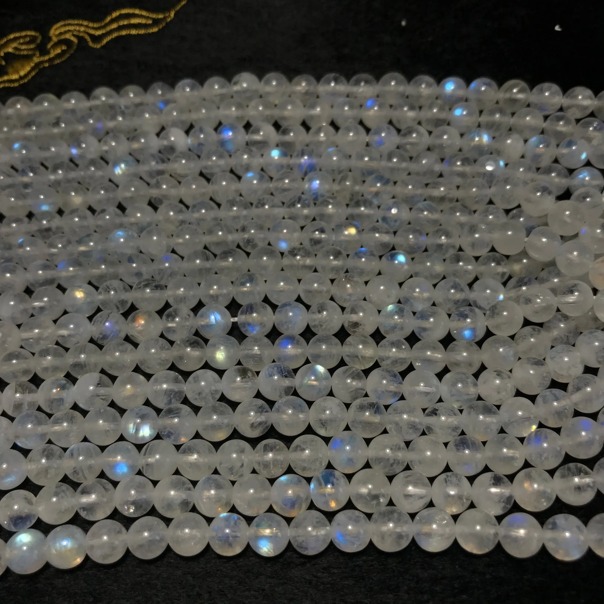 6mm High Quality Natural Blue Rainbow Moonstone Round Bead Strands Jewelry Findings Supplies