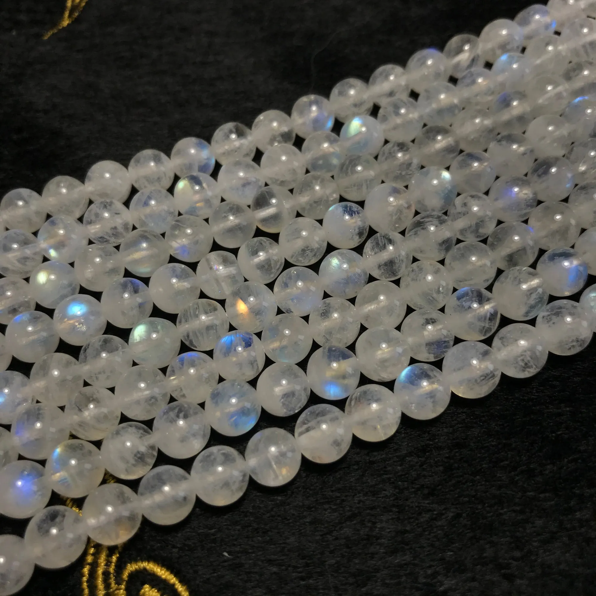 6mm High Quality Natural Blue Rainbow Moonstone Round Bead Strands Jewelry Findings Supplies