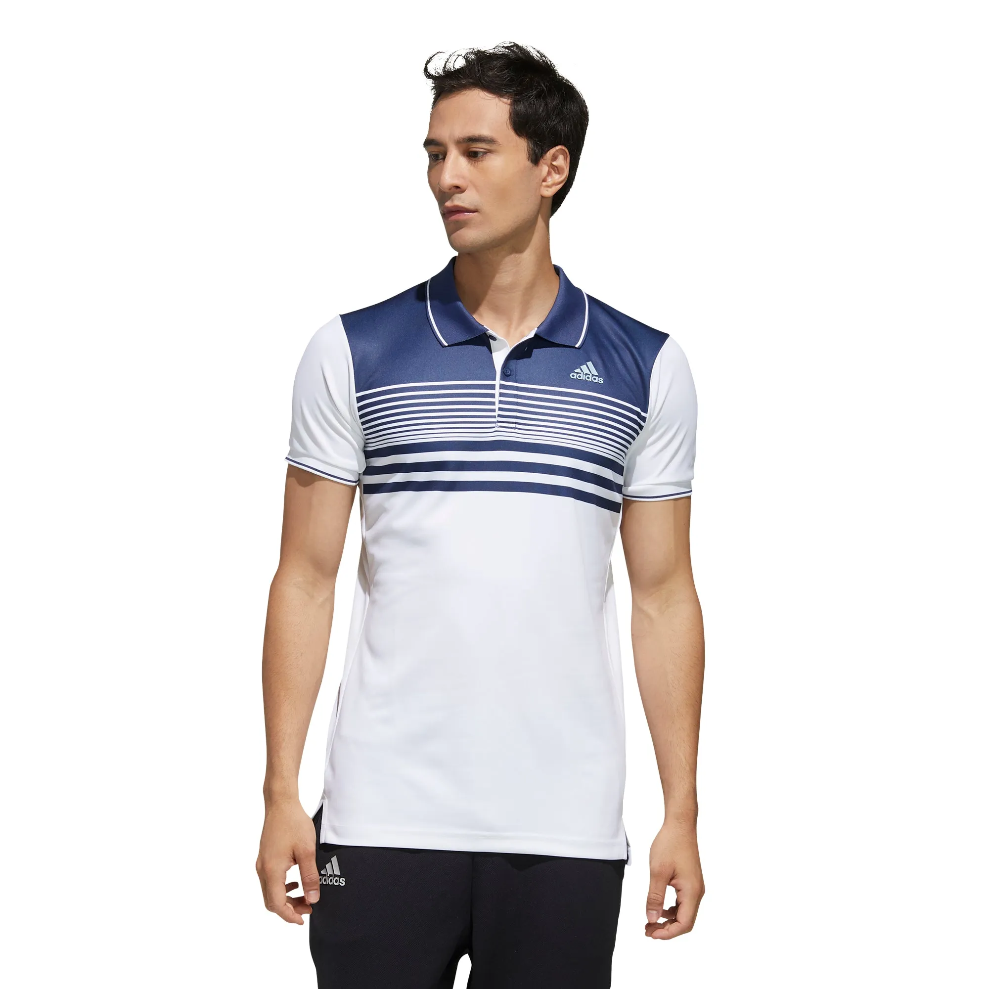 adidas Men's Polo Colorblock Pique - White/Tech Indigo FN1452