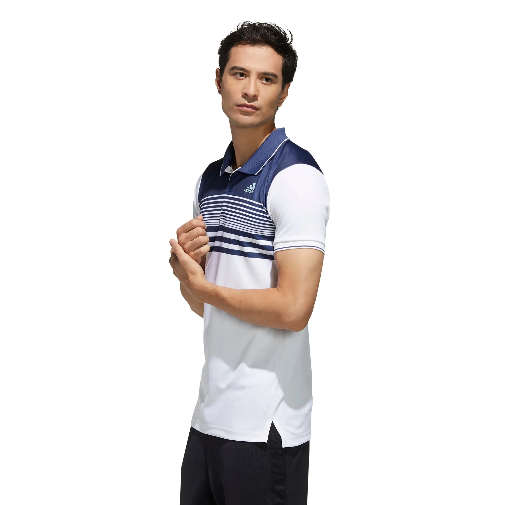 adidas Men's Polo Colorblock Pique - White/Tech Indigo FN1452