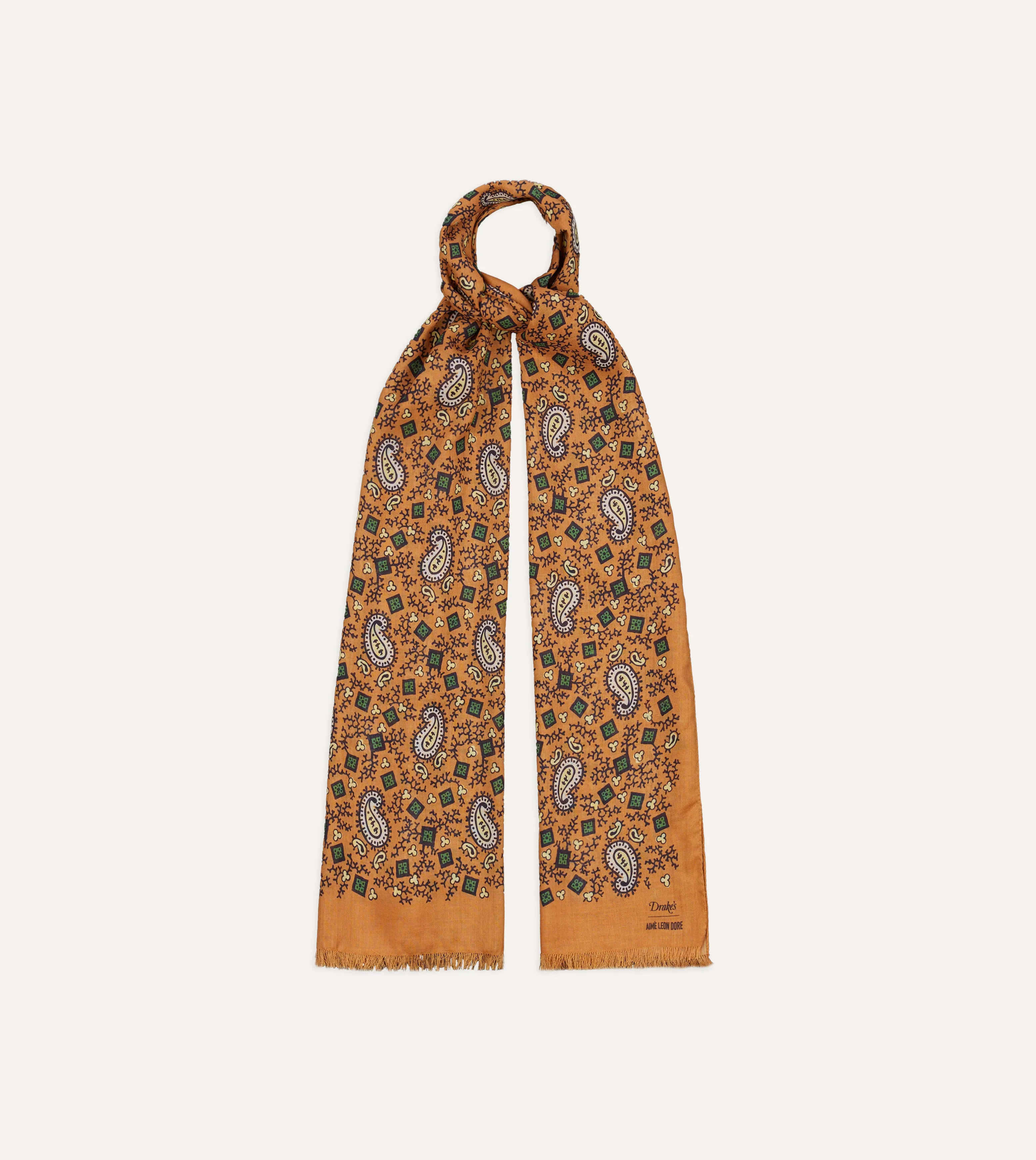 ALD / Drake's Orange Archival Graphic Scarf