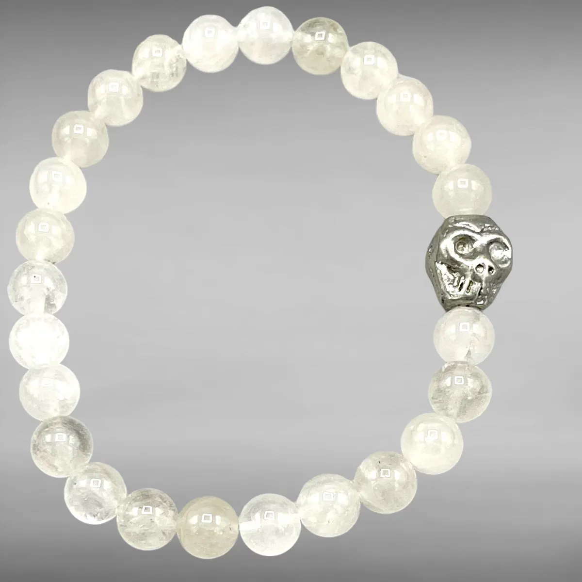 Angola Quartz and Silver Skull Bracelet