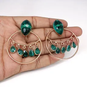 Apatite Hydro Gemstone Brass Hanging Earring