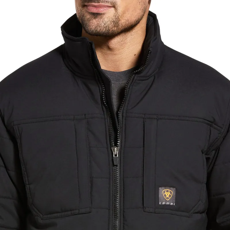 'Ariat' Men's Rebar Valiant Stretch Canvas Insulated Jacket - Black