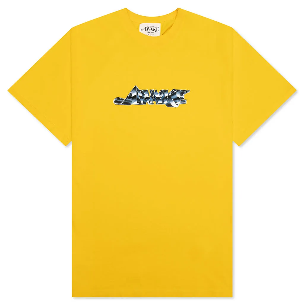 Awake Chrome Logo Tee - Yellow