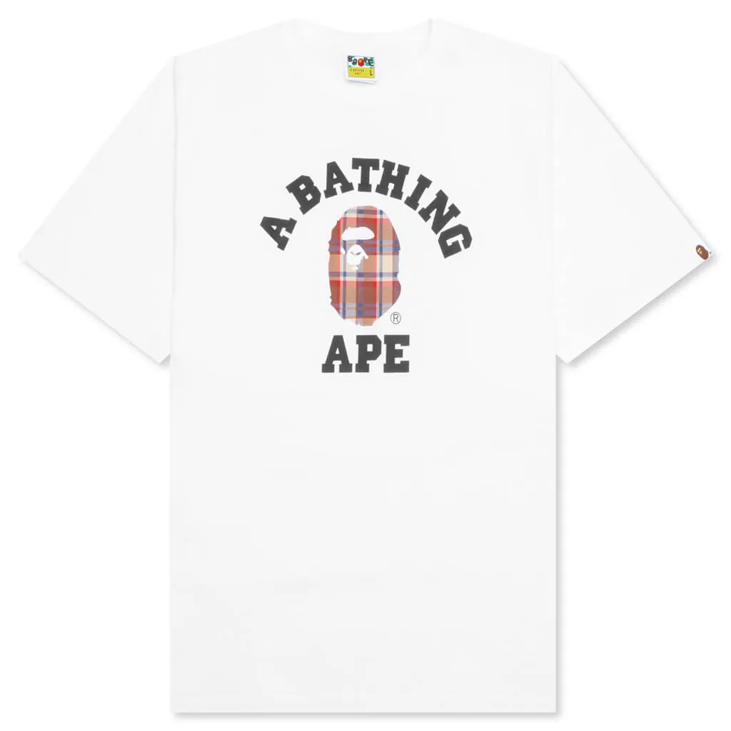 Bape Check College Tee - White