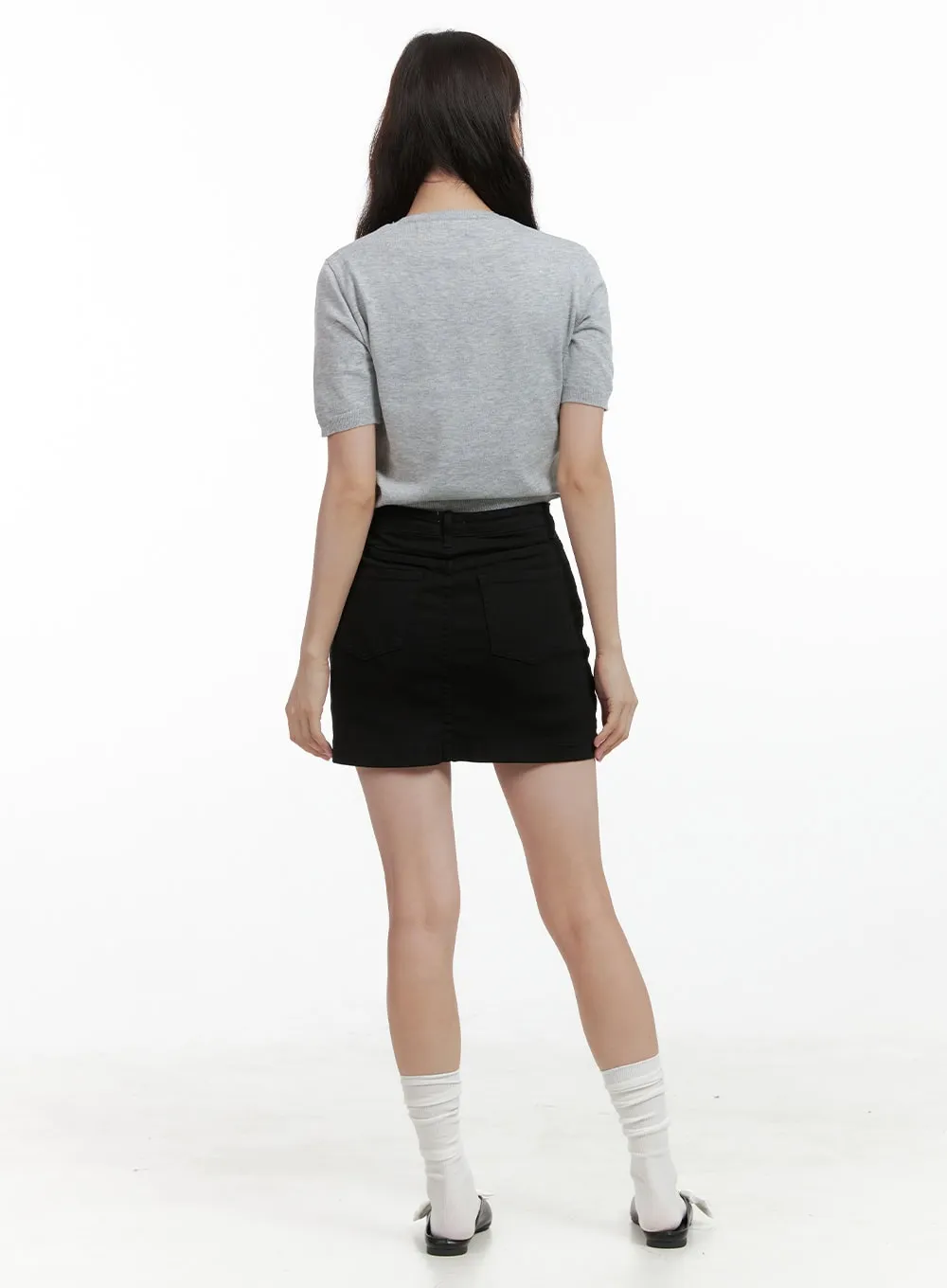 Basic Cotton Mini Skirt OL417