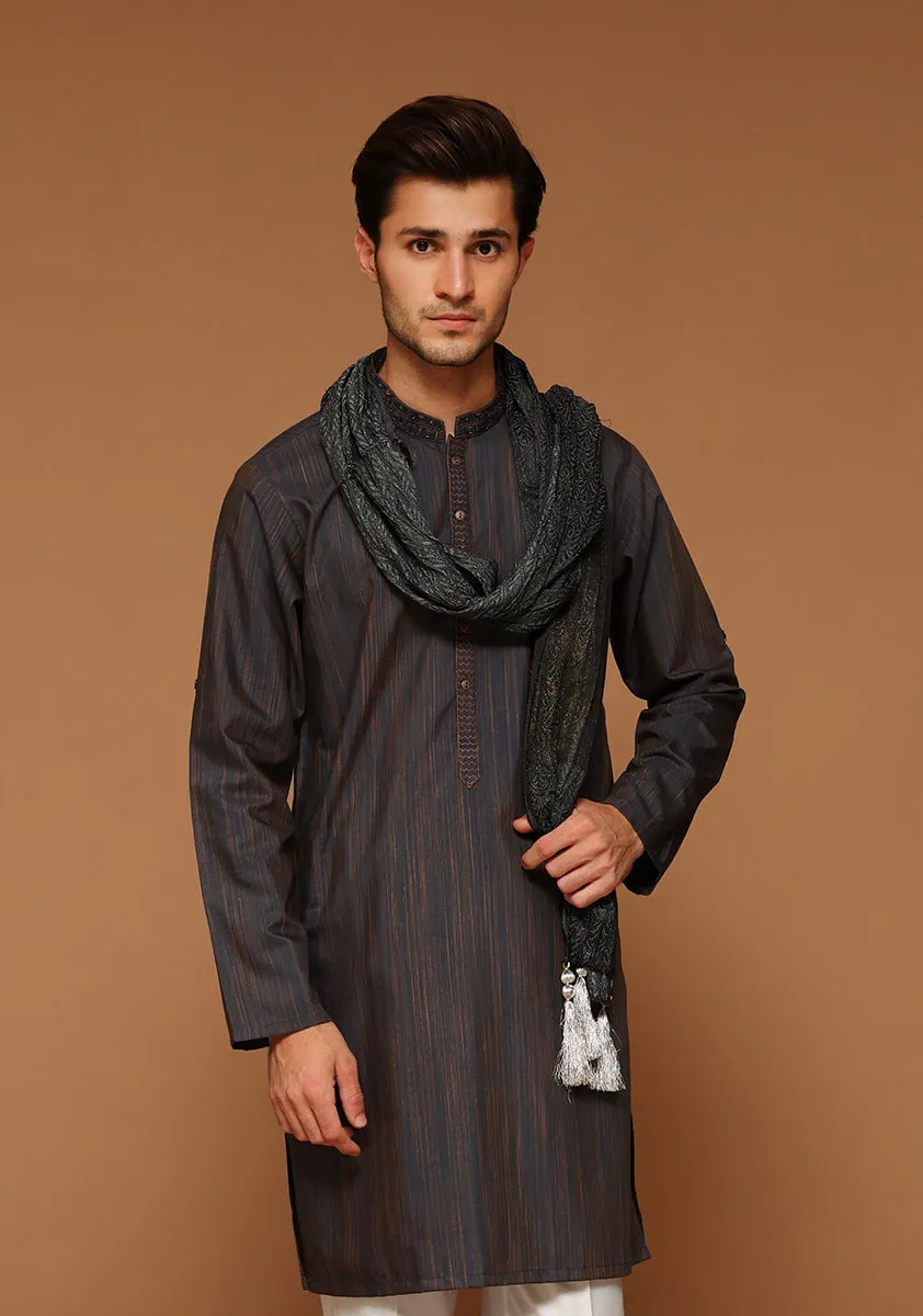 Basic Jamawar Dark Grey Stole