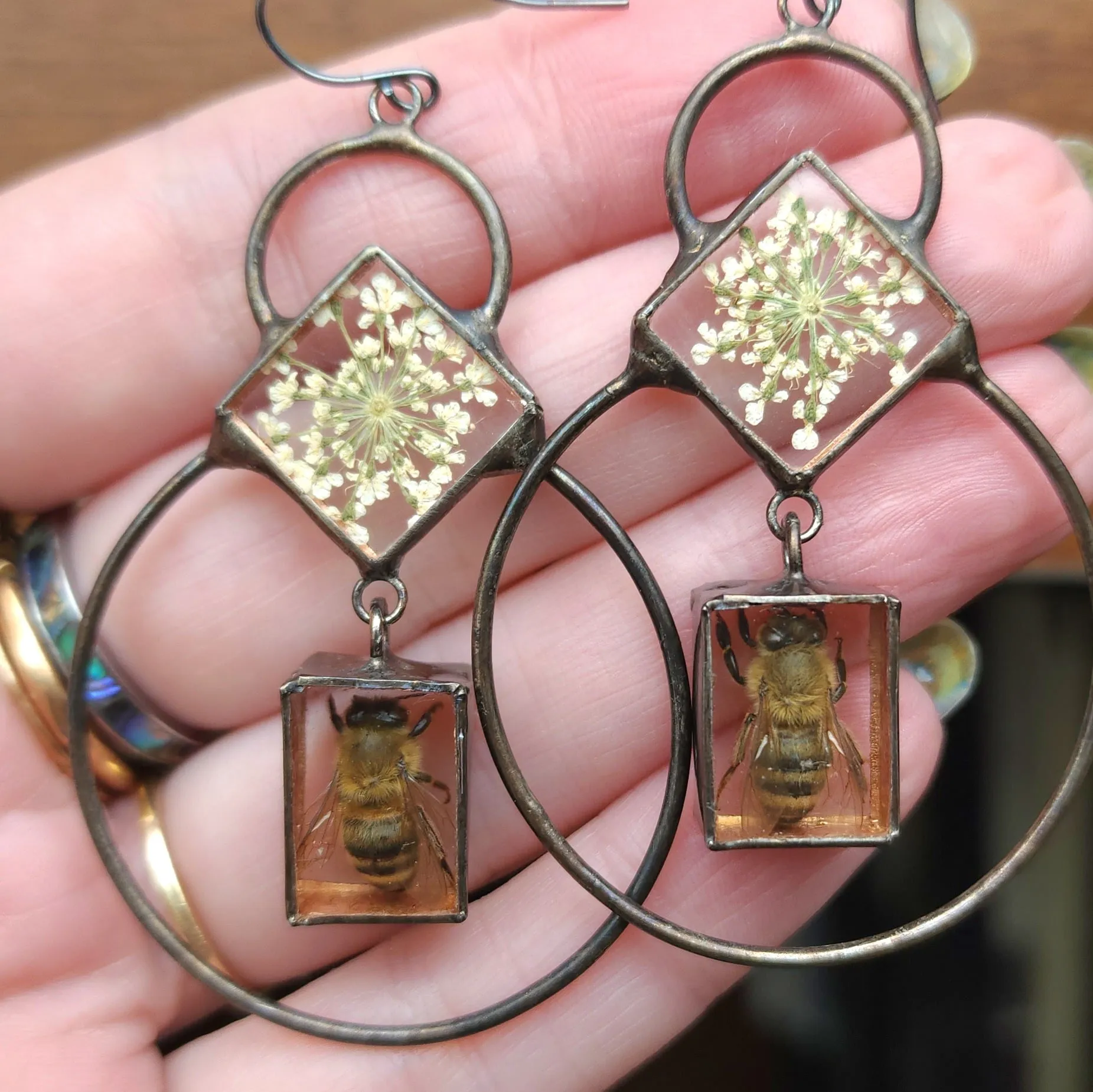 Bee   Flower Solar Earrings