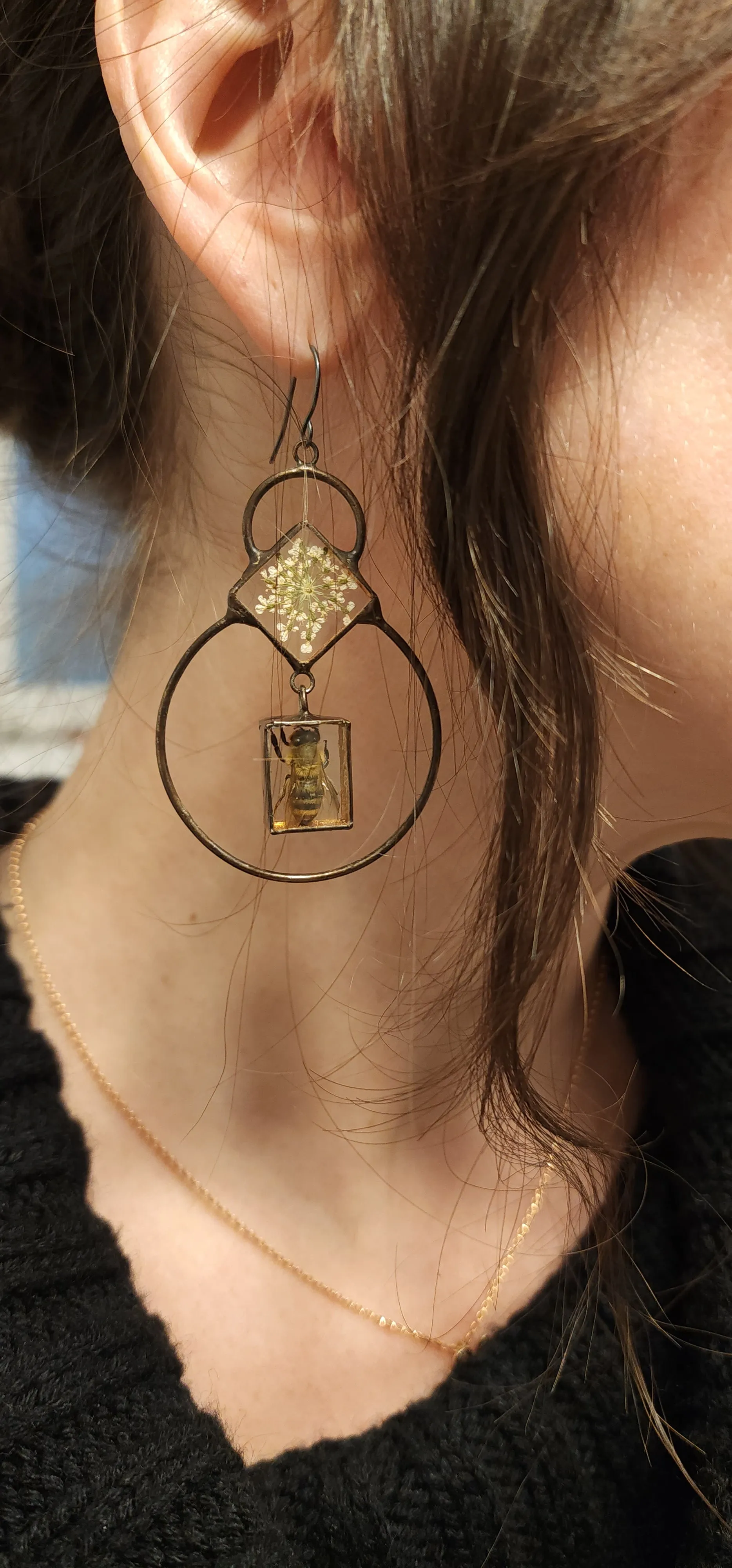 Bee   Flower Solar Earrings