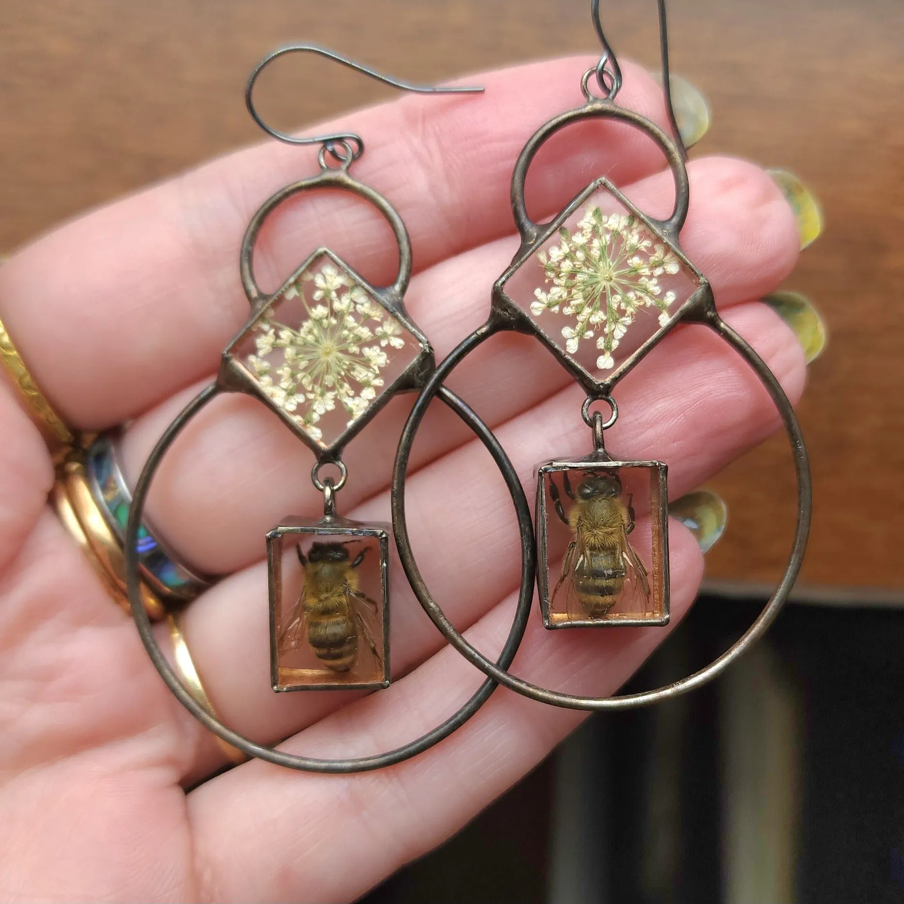 Bee   Flower Solar Earrings