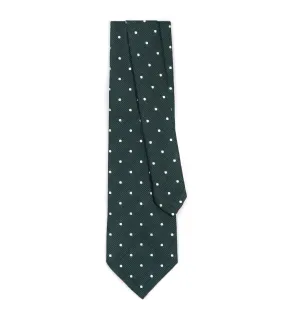 Bigi Silk Bourette Spot Tie: Green