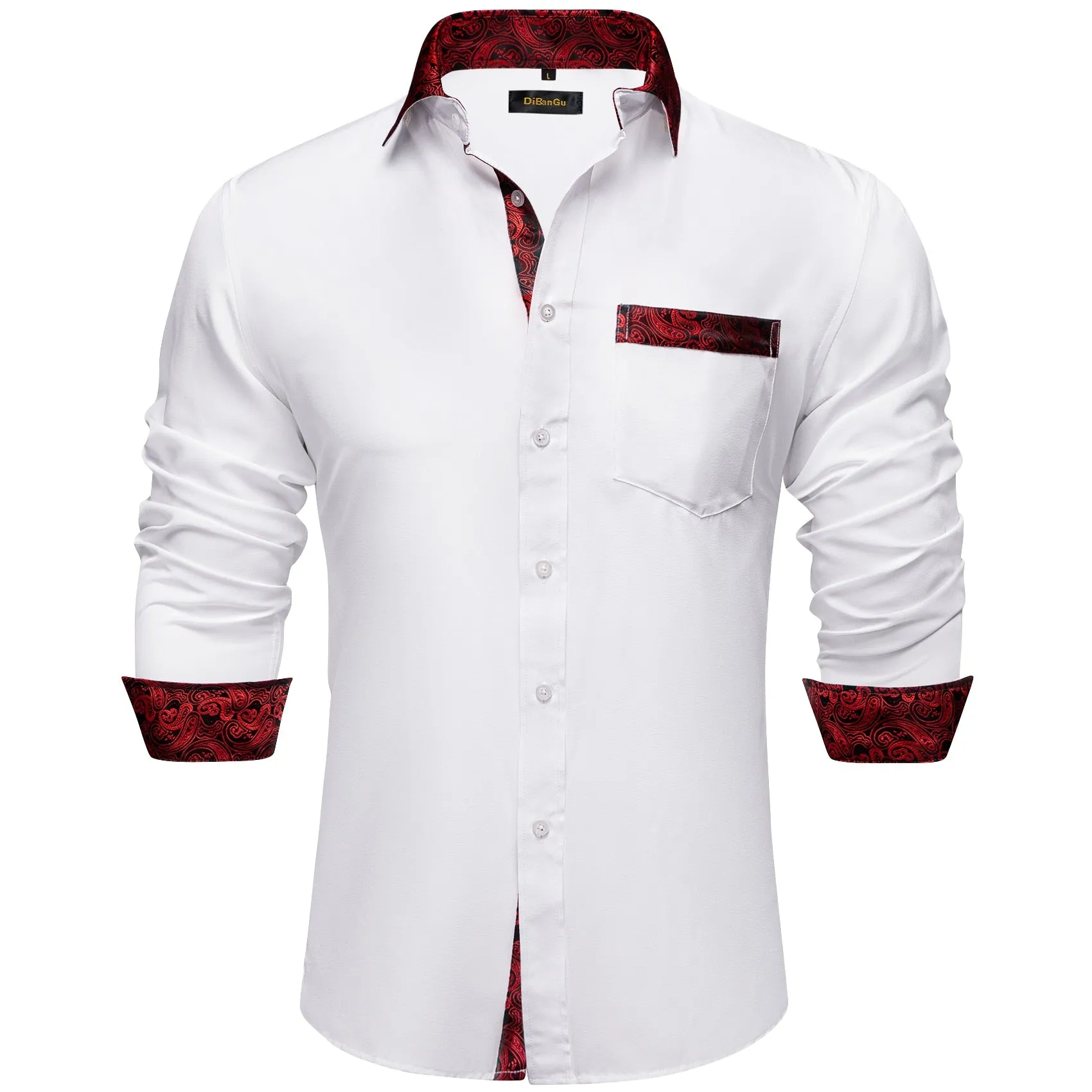 Black Dress Shirts Men's Clothing Long Sleeve Tuxedo Social Casual Splicing Paisley Collar Cuff Men's Shirt