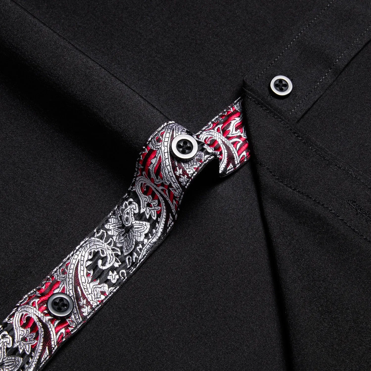 Black Dress Shirts Men's Clothing Long Sleeve Tuxedo Social Casual Splicing Paisley Collar Cuff Men's Shirt