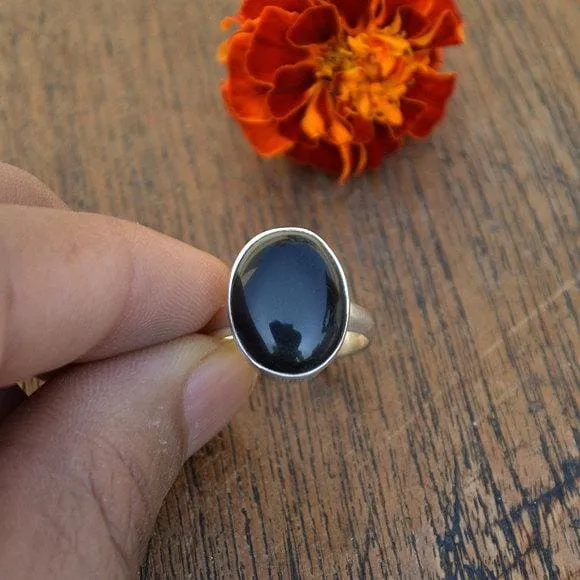 Black Onyx Gemstone 925 Sterling Silver Ring