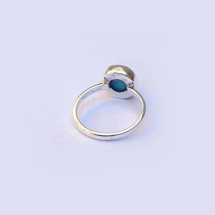 Boho Blue Copper Turquoise 925 Silver Ring,December Birthstone, For Women