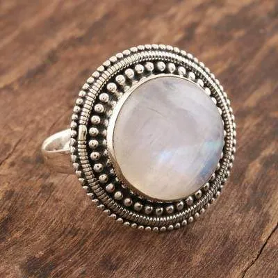 Boho Moonstone Statement Sterling Silver Ring for Women,Birthstone, Bohemian Wanderlust Jewelry