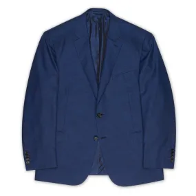 BRIONI "BRUNICO" Handmade Chambray Navy Blue Silk-Wool Super 150's Jacket EU 62 NEW US 52