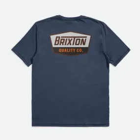 BRIXTON Regal S/S Standard Tee - Navy/Brown