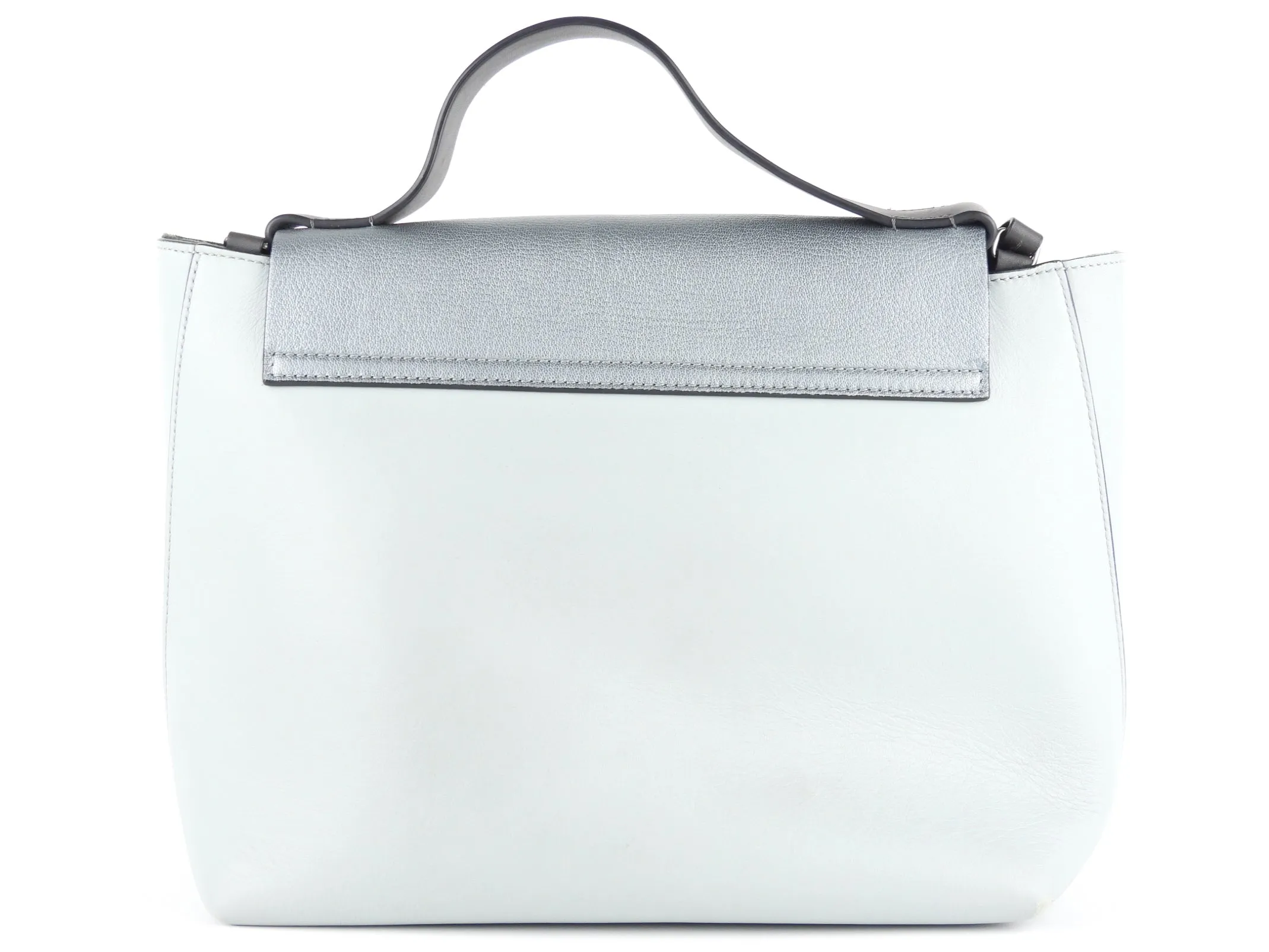 Brunello Cucinelli Pale Blue Metallic Leather Satchel Bag