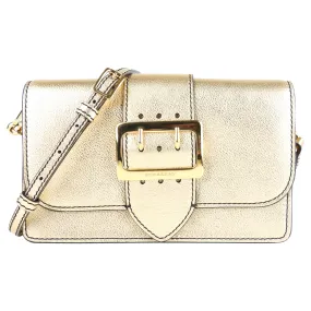 Burberry Gold Metallic Leather Buckle Mini Two Way Crossbody Bag