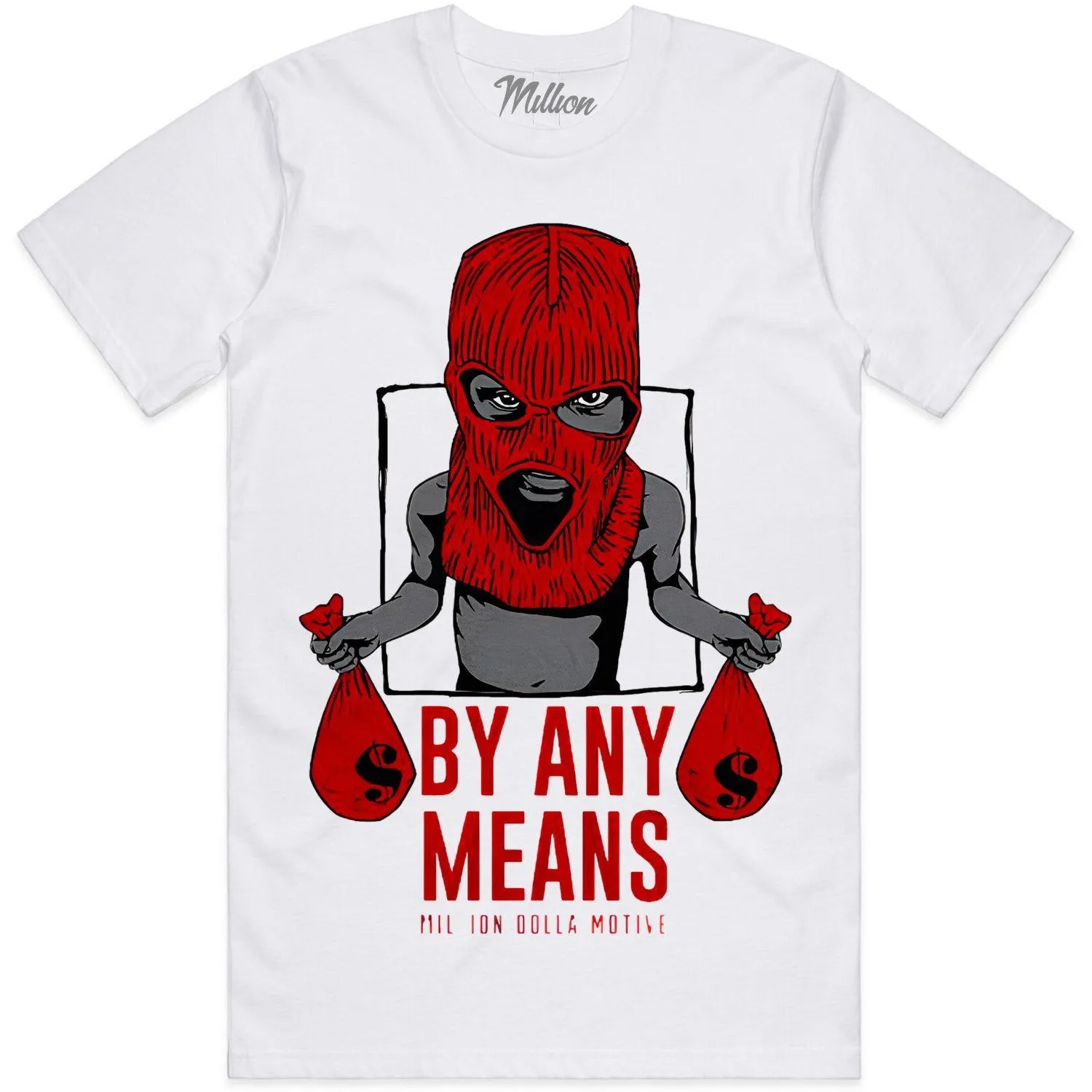 BY ANY MEANS (Red) : White Sneaker Tees Shirt