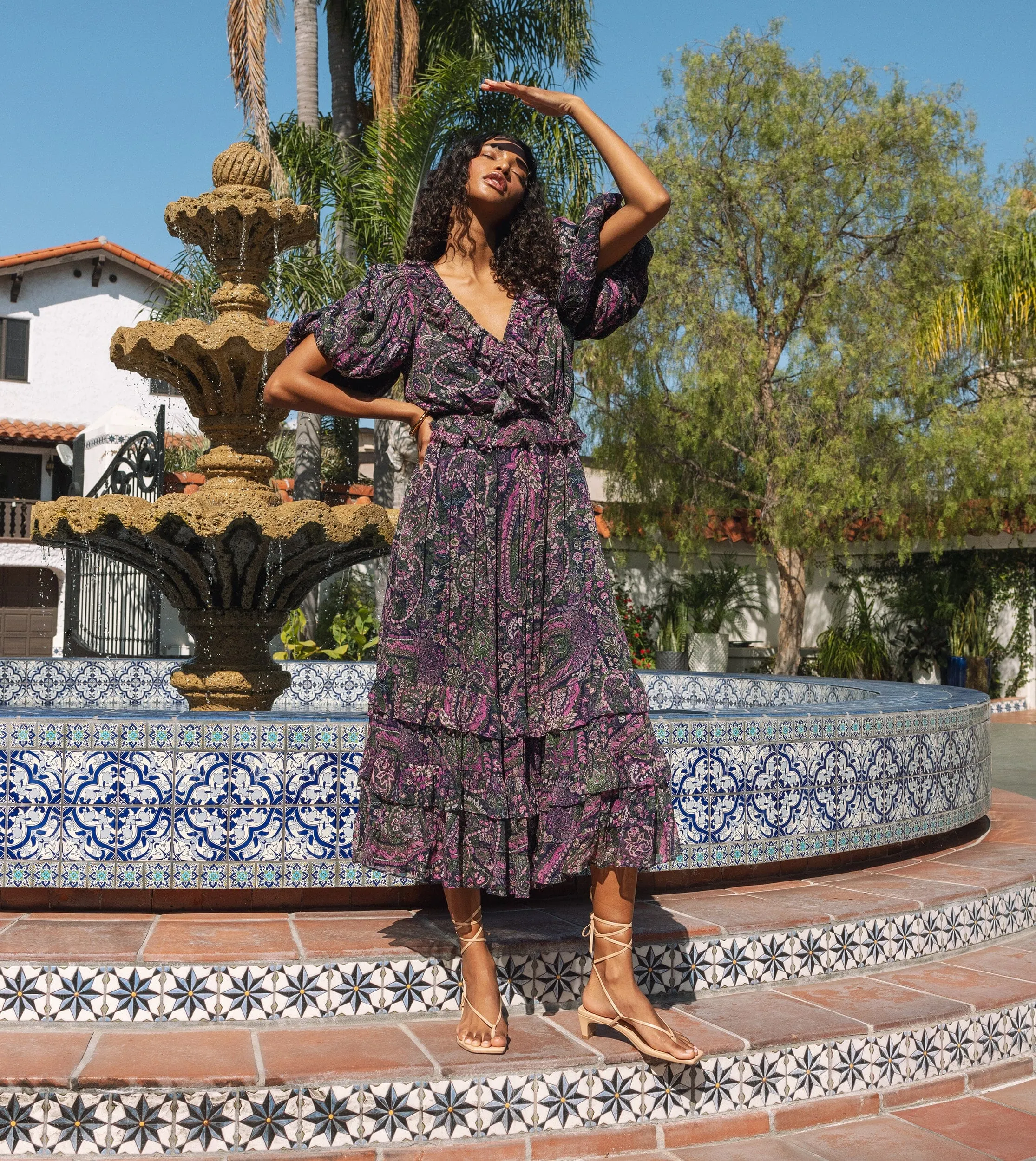 Callista Midi Dress | Caymen Paisley Purple