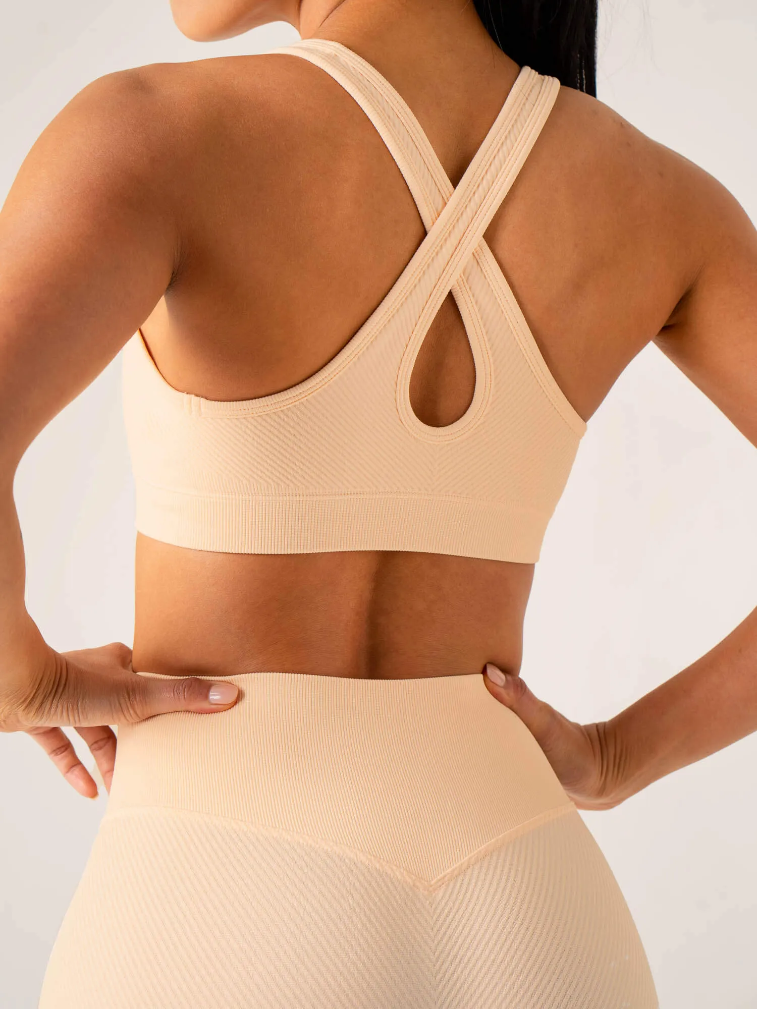 Circuit Rib Seamless Sports Bra - Peach Sorbet