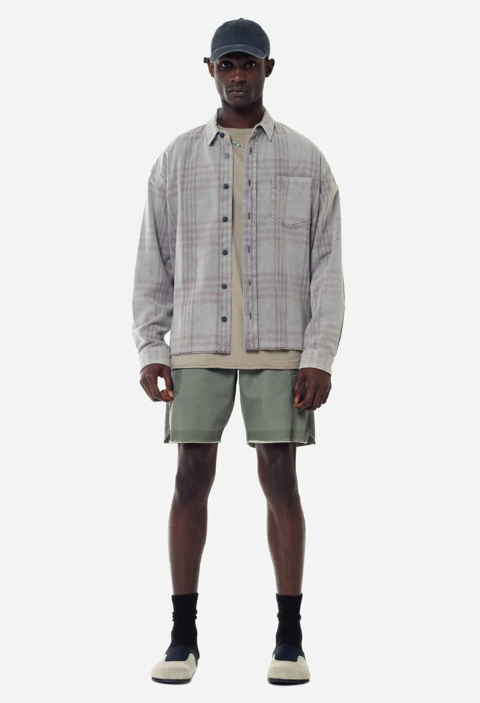 Cotton Poplin Frame II Shorts / Olive