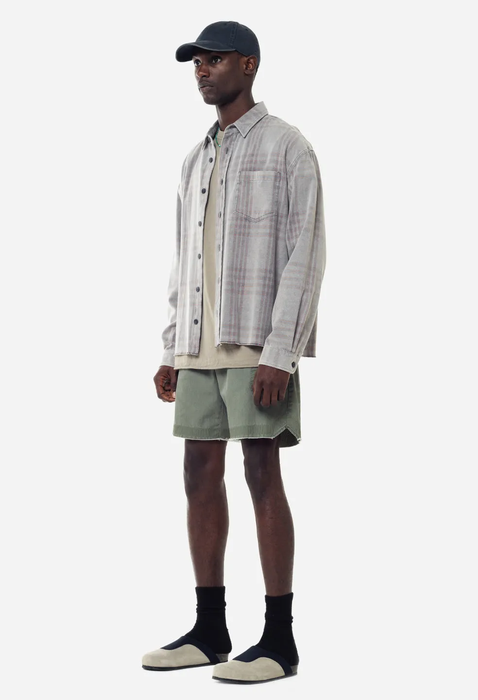 Cotton Poplin Frame II Shorts / Olive