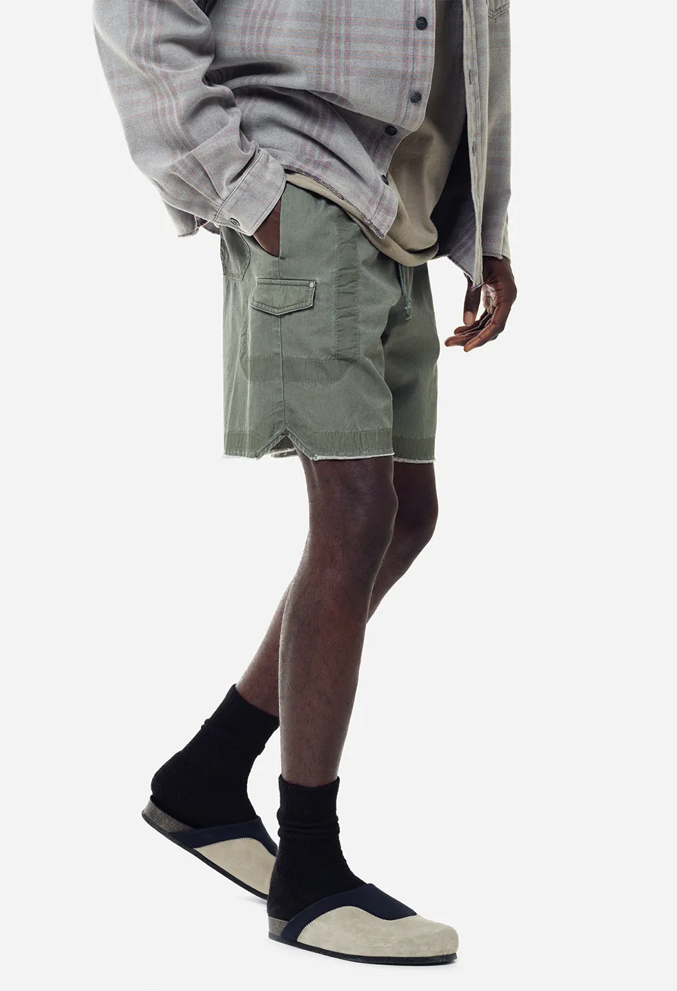 Cotton Poplin Frame II Shorts / Olive