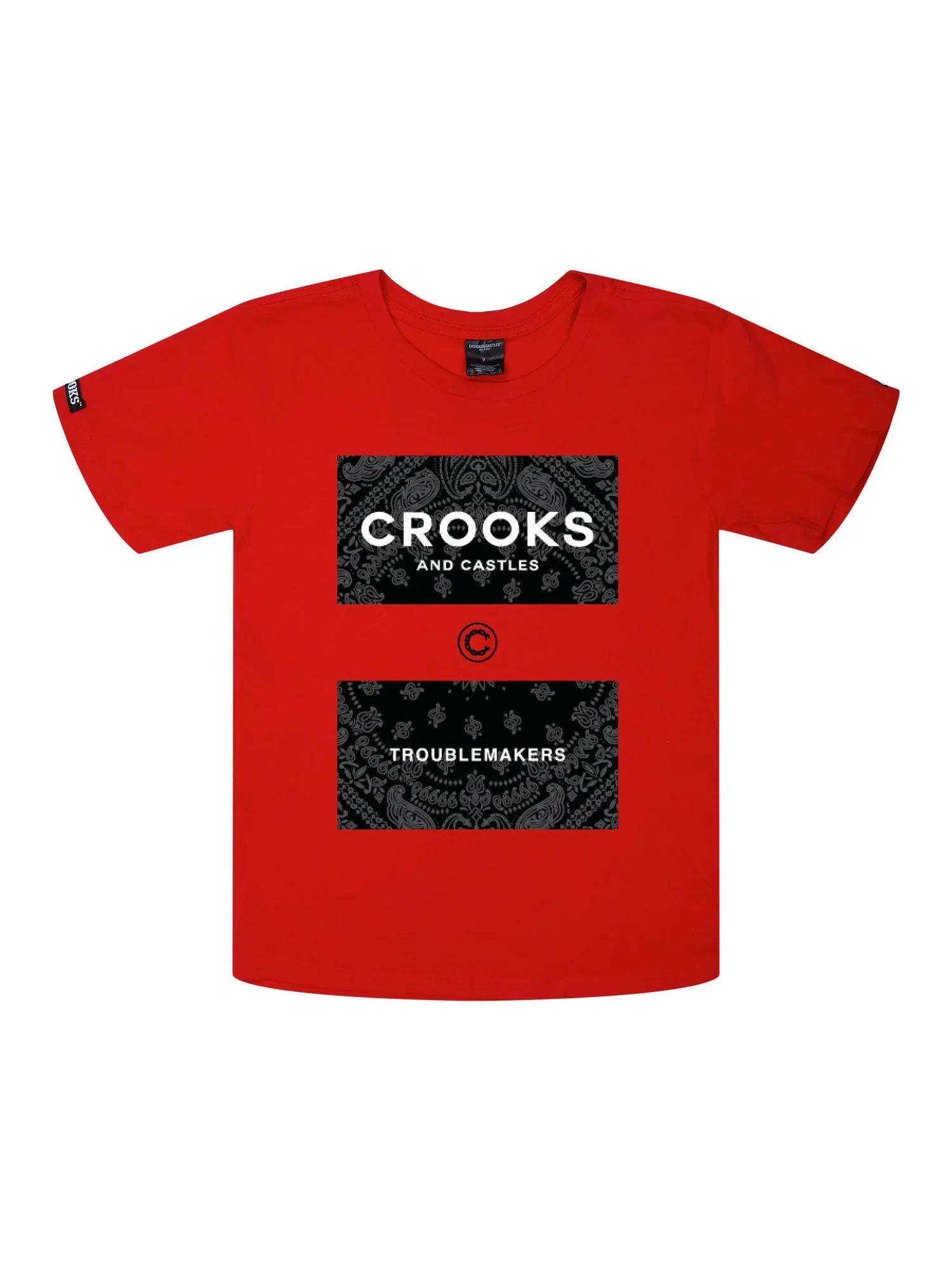 CROOKS & CASTLES YOUTH BOYS KLEPTO PAISLEY KIDS T-SHIRT - CLEARANCE