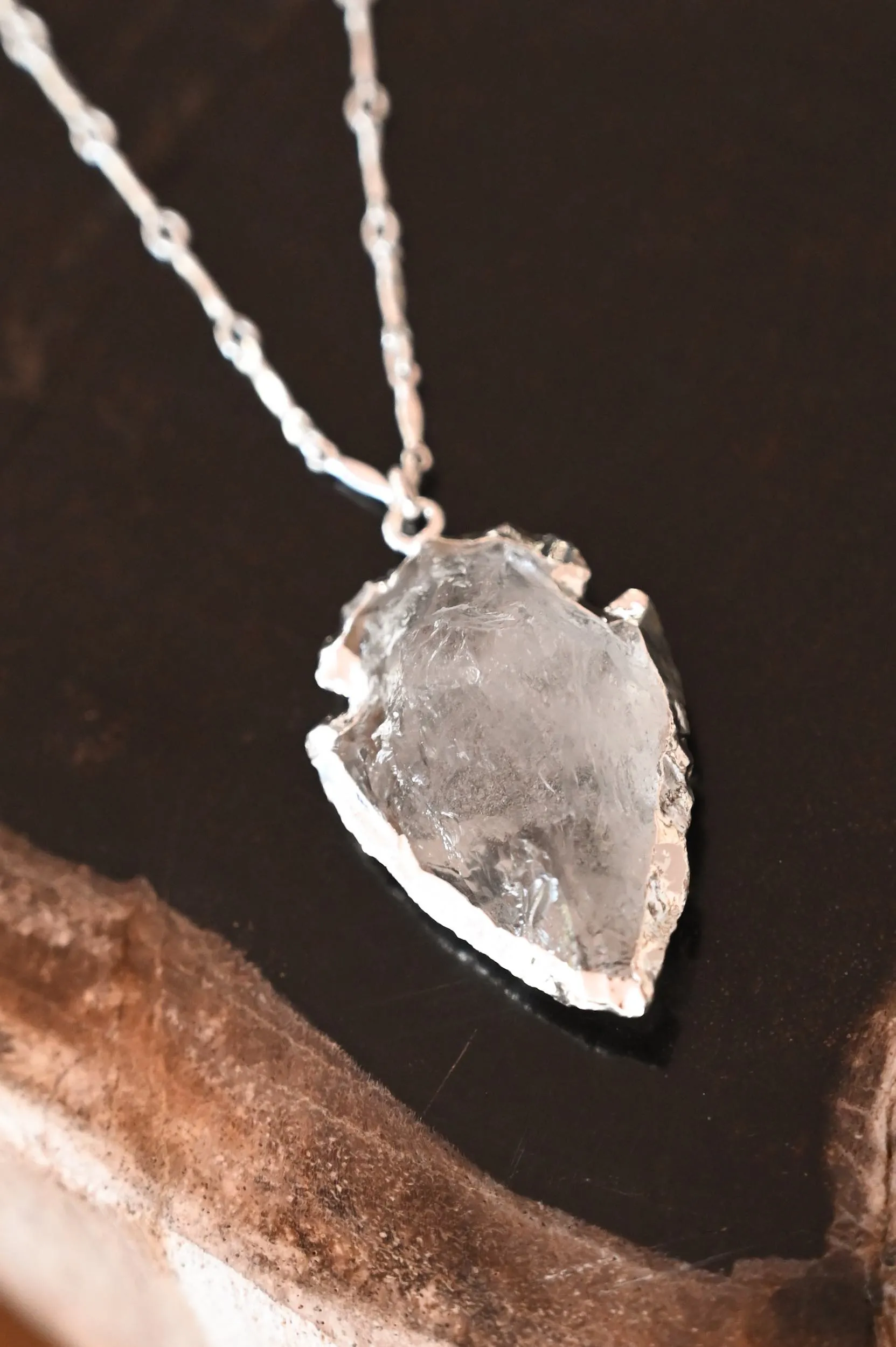 Crystal Clear Quartz Arrowhead Necklace