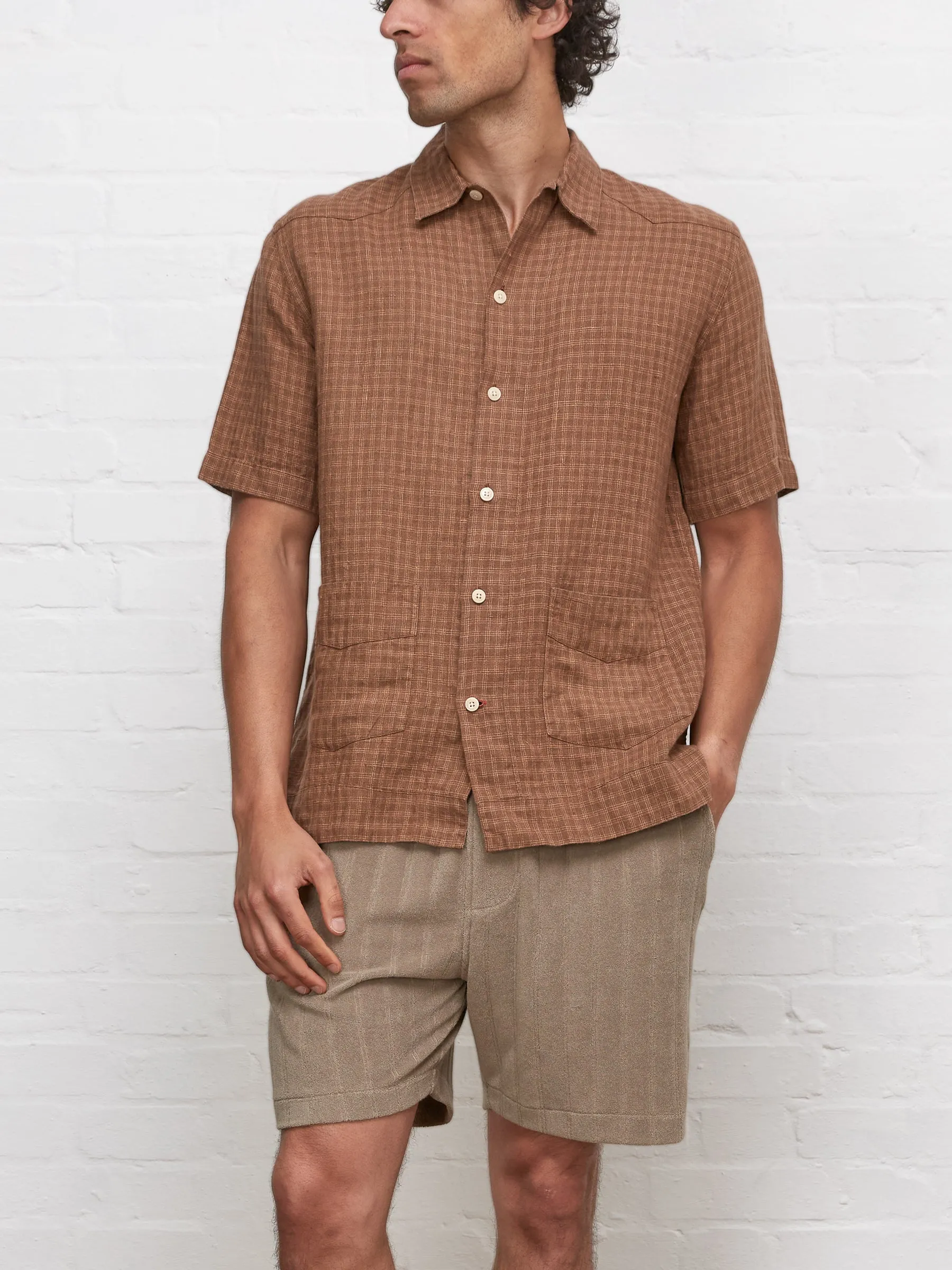 Cuban Short Sleeve Shirt Popham Brown