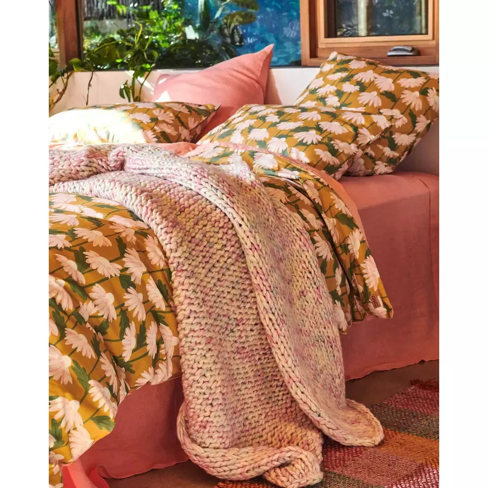 Daisy Bunch Mustard Organic Cotton Quilt Cover | King