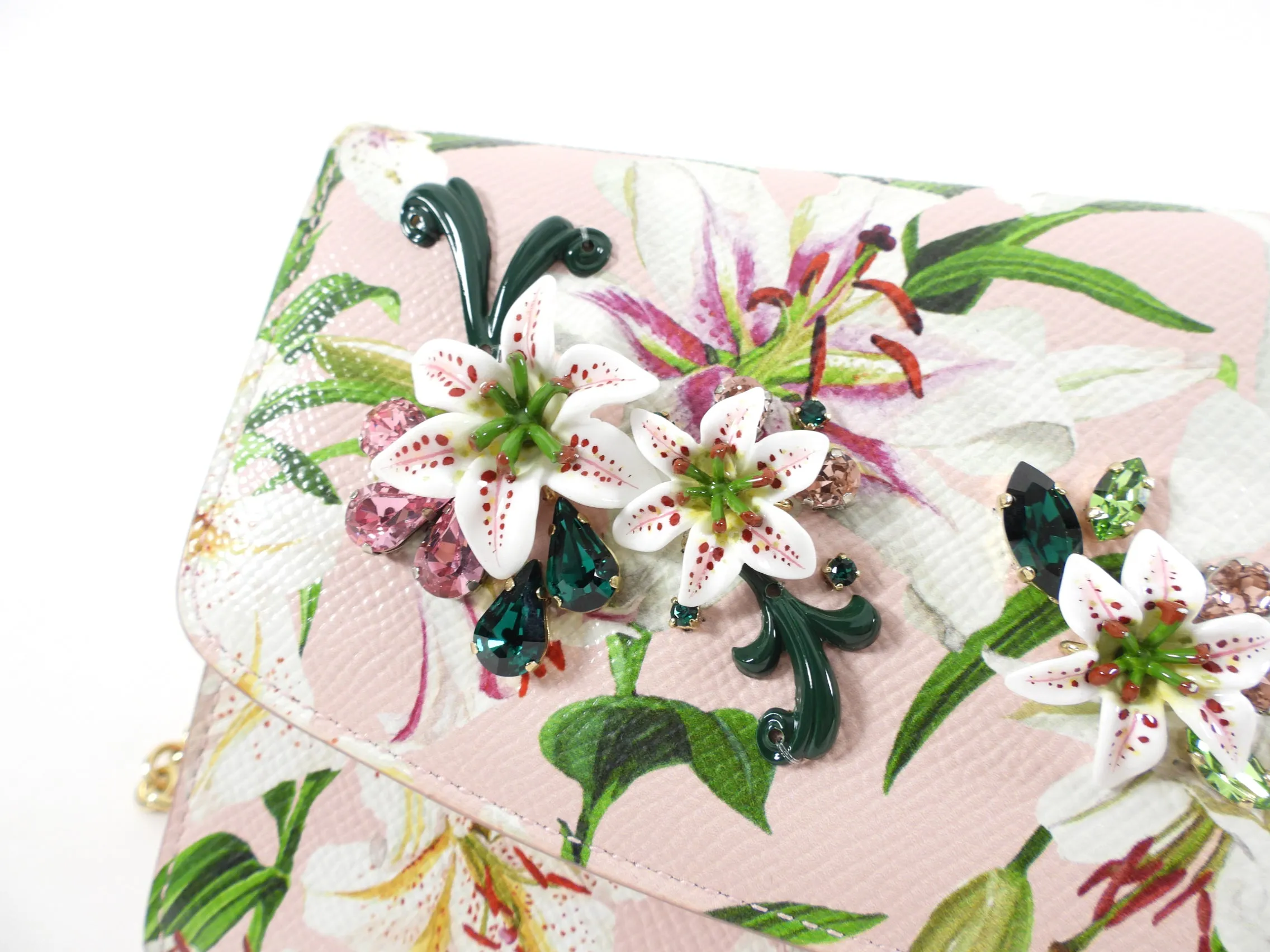 Dolce & Gabbana Pink Floral Lilium Wallet on Chain Bag