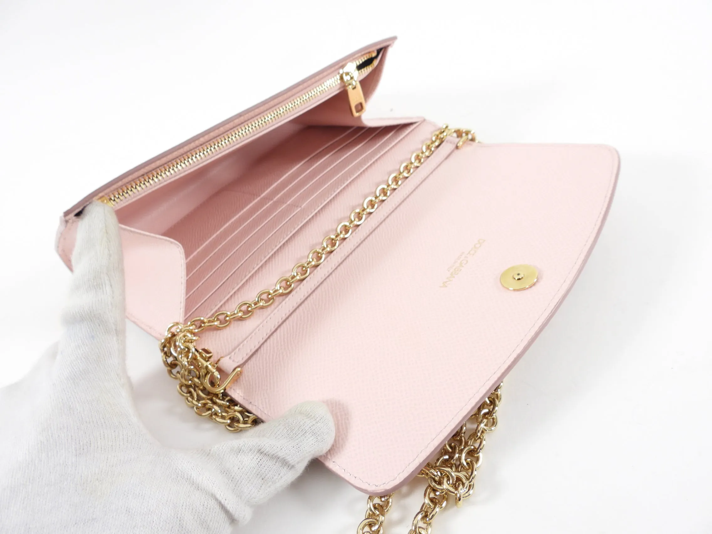 Dolce & Gabbana Pink Floral Lilium Wallet on Chain Bag