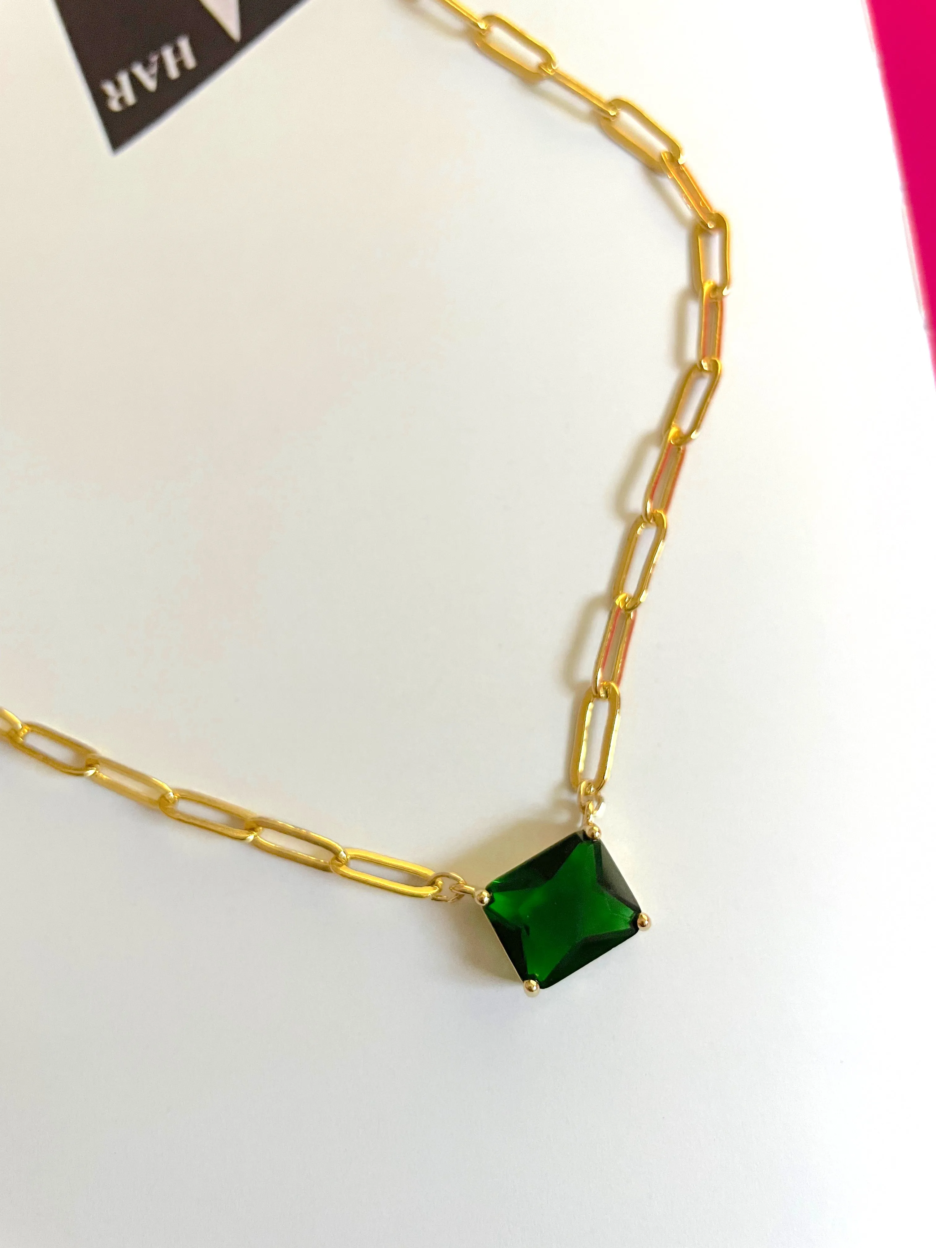 Emerald crystal pendant necklace