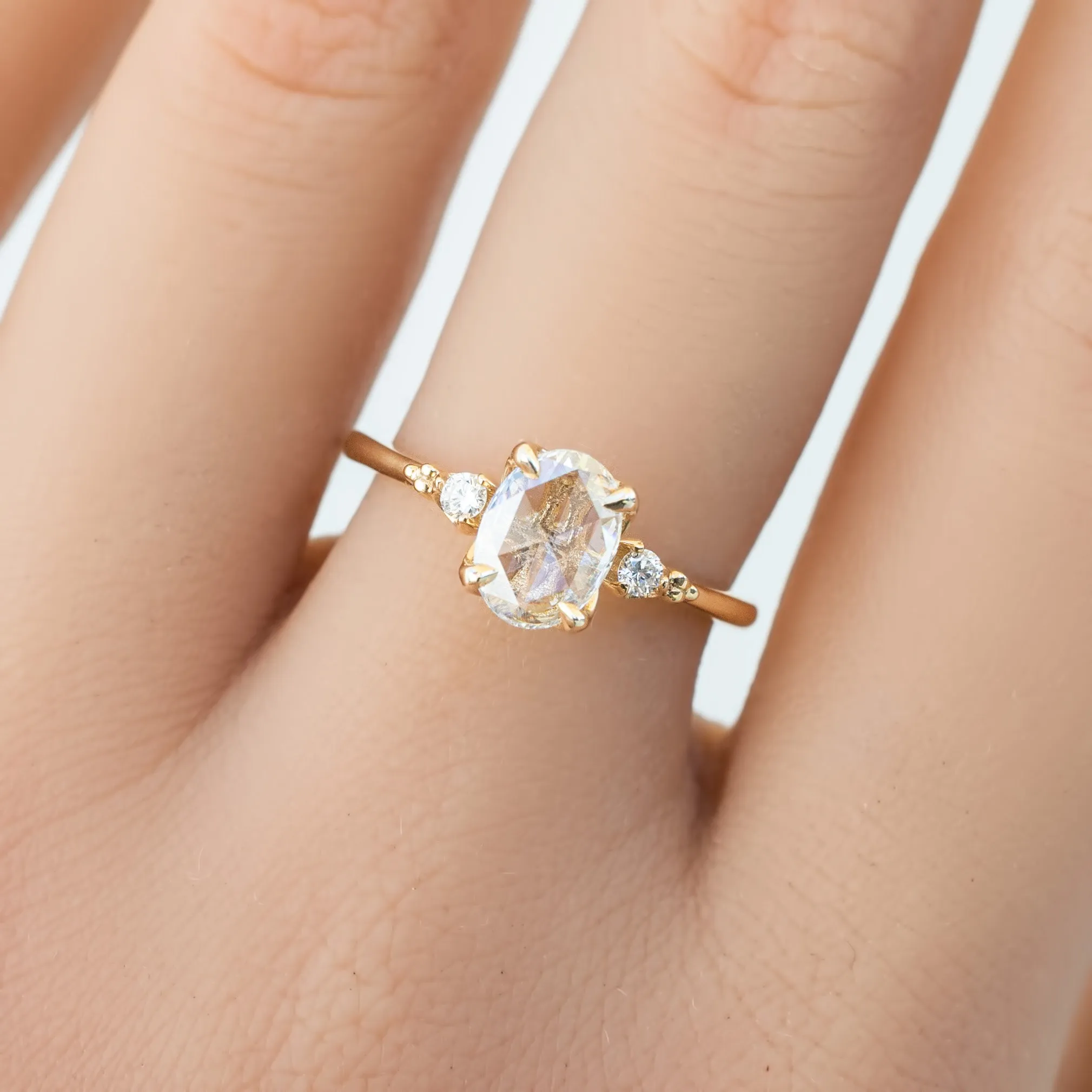 Estel Ring 0.58ct Oval Rose Cut Diamond, 14K Yellow Gold (One Of A Kind)