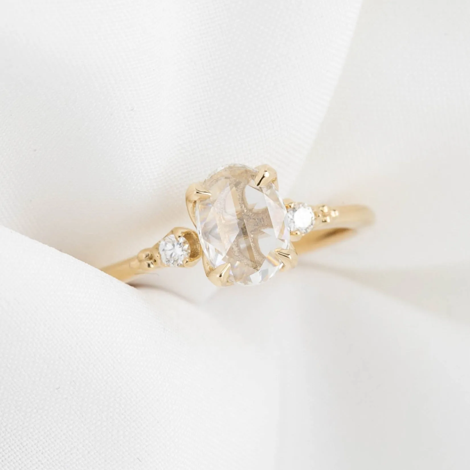 Estel Ring 0.58ct Oval Rose Cut Diamond, 14K Yellow Gold (One Of A Kind)