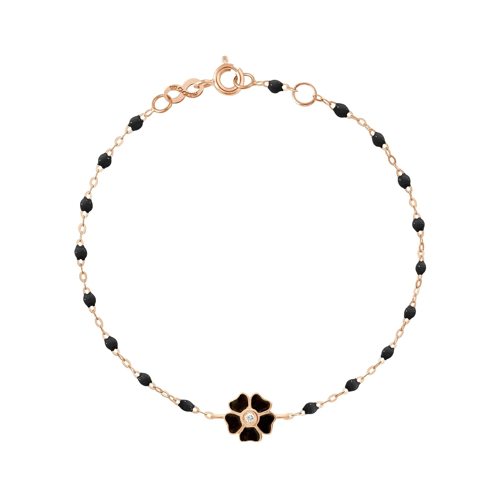 Flower Classic Gigi Black diamond bracelet, Rose Gold, 6.7"