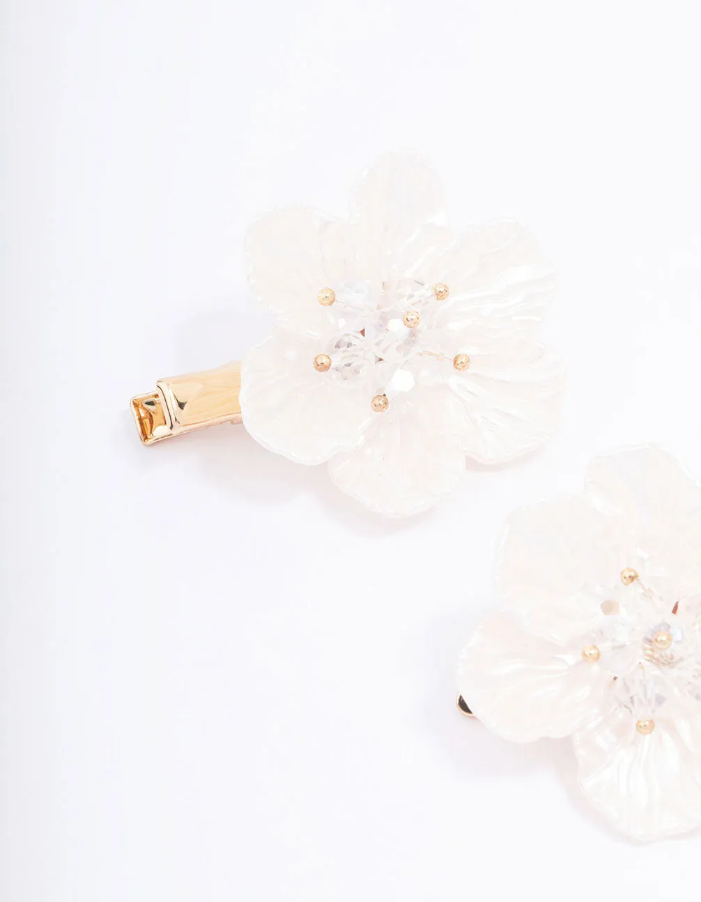 Gold Iridescent Detailed Flower Hair Clip Pack