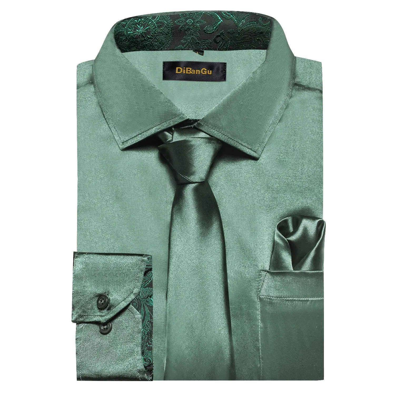 Green Plaid Splicing Contrasting Colors Long Sleeve Shirts For Men's Designer Stretch Satin Tuxedo Clothing Blouses