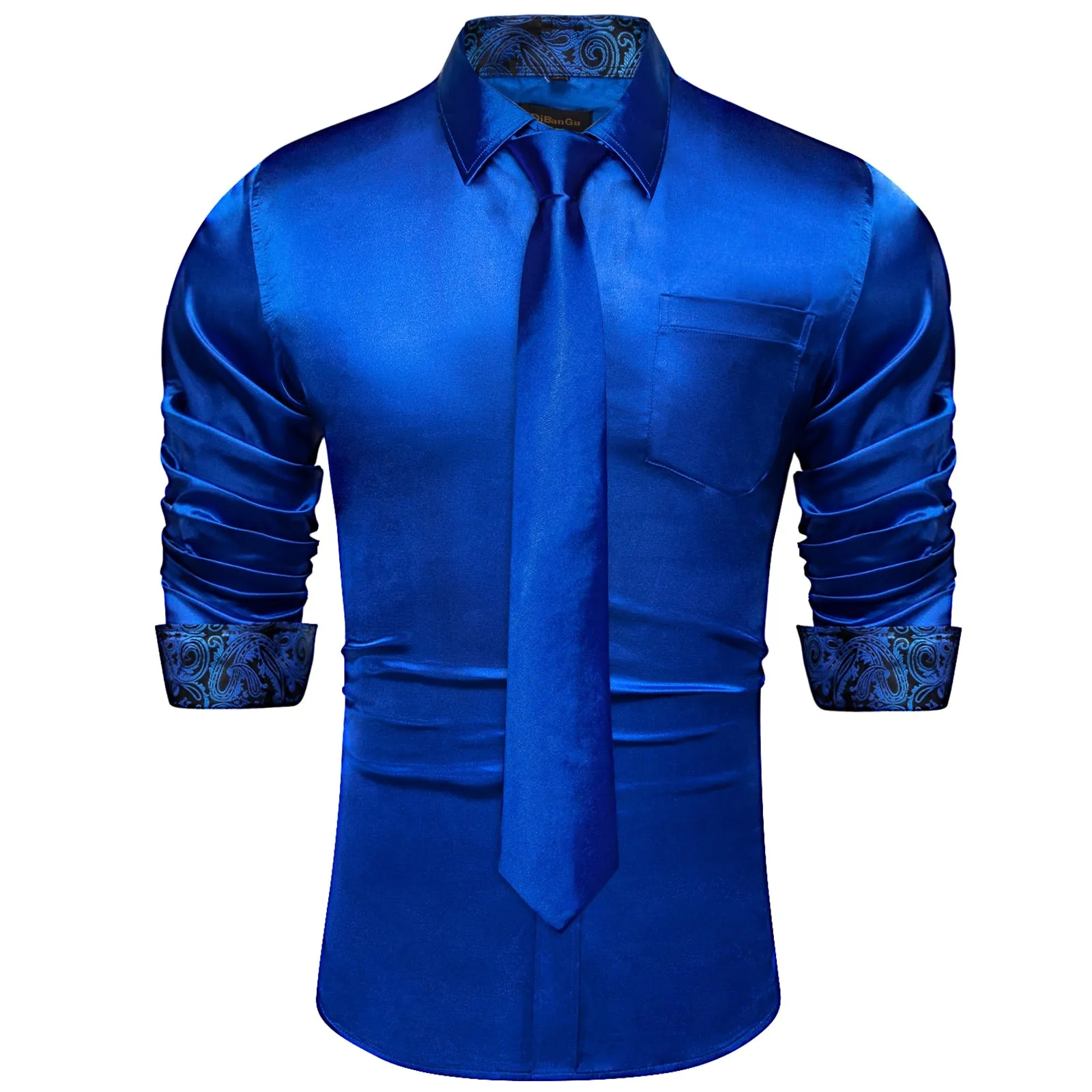 Green Plaid Splicing Contrasting Colors Long Sleeve Shirts For Men's Designer Stretch Satin Tuxedo Clothing Blouses